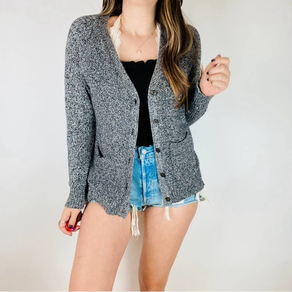 Madewell Black Heather Knit Button Down Cardigan